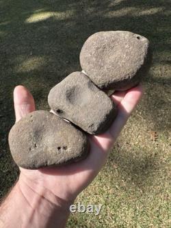 3 très beaux outils en pierre dure de meulage de noix du Mississippi du Nord