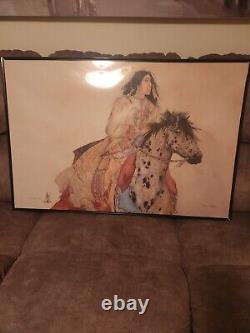 36Wx28H BRAVE HORSE par Carol Grigg Art amérindien