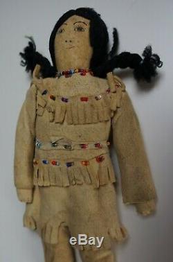 93 # Plaine Antique Indien Doll Début Du 20e Siècle Amérindien