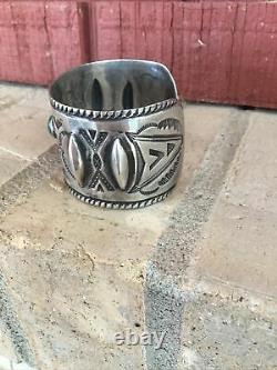 Ancien Bracelet Navajo Poignet Vintage Old Pawn Early Coin Silver Wide Excellent