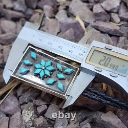Ancien bijou de gage, bolo en argent sterling avec turquoise Zuni antique