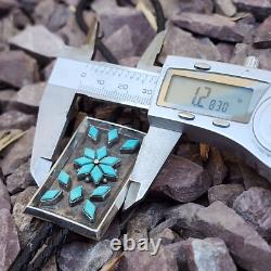 Ancien bijou de gage, bolo en argent sterling avec turquoise Zuni antique