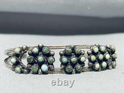 Ancien bracelet en argent sterling avec turquoise Cerrillos Navajo de collection