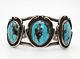Ancien Bracelet Manchette En Argent Sterling Navajo Avec Turquoise à Matrice Noire