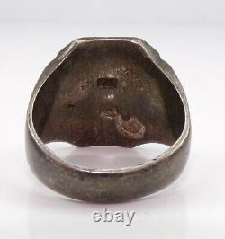 Ancienne bague de motard en argent sterling et or 14 carats pour homme amérindien de taille 11 LMJ2