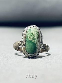 Ancienne bague en argent sterling turquoise Cerrillos Navajo de collection