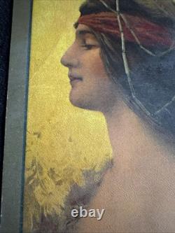 Antique 1906 Jeune Fille Indienne Amérindienne, Hayes Litho Co