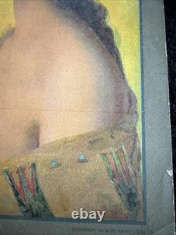 Antique 1906 Jeune Fille Indienne Amérindienne, Hayes Litho Co