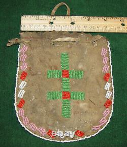 Antique Amérindienne Sioux Indian Perled Bag Mid-1800's Early 1900's