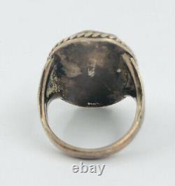 Antique Au Royaume-uni Royston Vert Turquoise Navajo Sterling Silver Stamped Ring