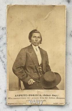 Antique Autre Jour Photo Native American CDV Sioux Uprising 1862 Whitney