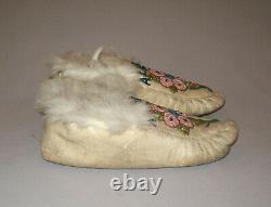 Antique Début 1900 Amérindienne Alaska Perle Mocassins Esquimau Indien Nice