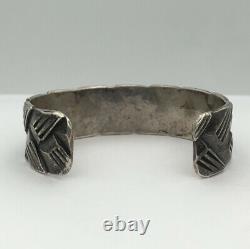 Antique Début Des Années 1920 Pawn Navajo Argent Lingot Tissé Ciselé Cuff Bracelet 51.8g