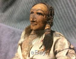 Antique Doll Amérindien Cree Daté Et Signé Par L'artiste Début Des Années 1900