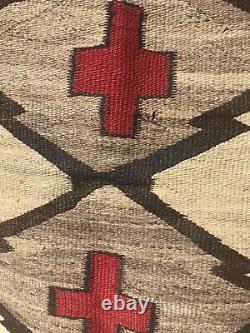 Antique Early Navajo Native American Transitional Rug Crosses & Whirling Logs
