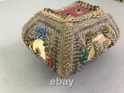 Antique First Amérindian Indian Great Lakes Perladed Box And Purse