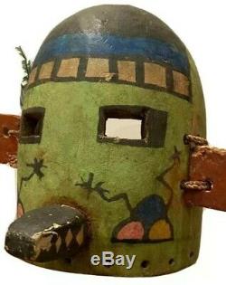 Antique Hopi Kachina Mask Early Morning Chanteur Amérindien Coiffe