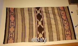 Antique Navajo Banded Blanket Early Native American Tissage, Tapis