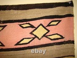 Antique Navajo Banded Blanket Early Native American Tissage, Tapis