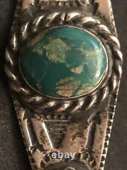 Antique Tôt 1900, S Main Stamp Arrows Pièce Argent Fox Turquoise Pin Brooch