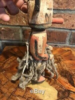 Antique Vintage Hopi Kachina Doll Début Des Années 1900 Sculpté Et Peint Cottonwood