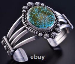 Argent & Kingman Turquoise Navajo Bracelet Fait Main Par Michael Calladitto 1l02v