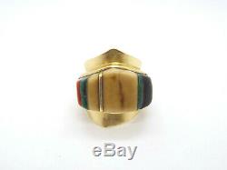 Au Début Charles Loloma Hopi 14k Gold Stone Inlay Ring, Taille 6.5, Non Signé