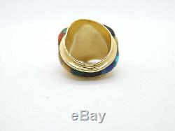 Au Début Charles Loloma Hopi 14k Gold Stone Inlay Ring, Taille 6.5, Non Signé