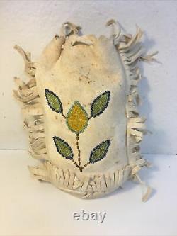 Au Début Des Années 1900, Le Plateau Indien Amérindien Perled Bag, Floral