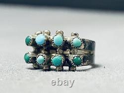 Au Début Des Années 1900, Vintage Navajo Ingot Silver Cerrillos Turquoise Ring