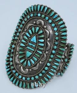 Au Début Énorme Groupe Petit Point Amérindien Zuni Bracelet Manchette Turquoise