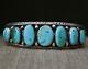Au Début Navajo Amérindien Turquoise En Argent Sterling Bracelet C. 1920