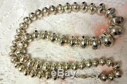 Au Début Navajo Perles Amérindien En Argent Sterling Stamped Collier De Perles 24l