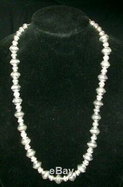 Au Début Navajo Sterling Perle Perles Banc Gradué Squash Blossom Collier 65 G
