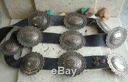 Au Début Vtg Navajo Tommy Charlie 334 Gr En Argent Sterling Concho Ceinture 1970 Signé