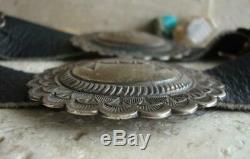 Au Début Vtg Navajo Tommy Charlie 334 Gr En Argent Sterling Concho Ceinture 1970 Signé