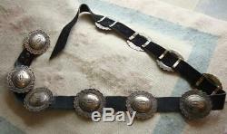 Au Début Vtg Navajo Tommy Charlie 334 Gr En Argent Sterling Concho Ceinture 1970 Signé