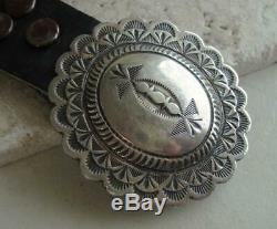 Au Début Vtg Navajo Tommy Charlie 334 Gr En Argent Sterling Concho Ceinture 1970 Signé