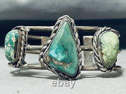 Authentic Vintage Navajo Royston Bracelet En Argent Sterling Turquoise