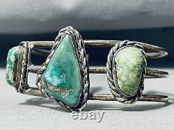 Authentic Vintage Navajo Royston Bracelet En Argent Sterling Turquoise