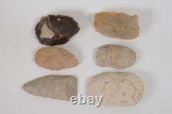 Authentiques artefacts de l'homme préhistorique Ensemble de 6 lames en pierre 5000-9000 BP