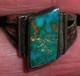 Bague En Argent Sterling Avec Turquoise Bleu Great Navajo Vintage Taille 7 1/4 Vafo