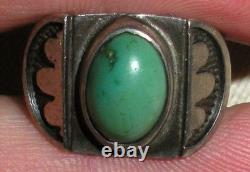 BAGUE EN ARGENT STERLING VINTAGE NAVAJO EN TURQUOISE VERDOYANTE TAILLE 5 1/4 vafo
