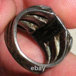 BAGUE EN ARGENT STERLING VINTAGE NAVAJO EN TURQUOISE VERDOYANTE TAILLE 5 1/4 vafo