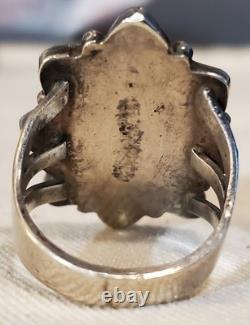 BAGUE VINTAGE TOUT EN TURQUOISE ZUNI EN ARGENT STERLING TAILLE 8.5 vafo