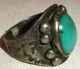 Baque En Argent Sterling Antique Early Navajo Turquoise Whirling Log Taille 9