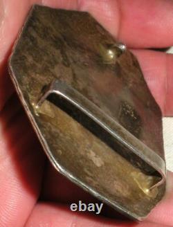 BOUCLE DE CEINTURE EN ARGENT STERLING NAVAJO VINTAGE PRÉCOCE AVEC UN GRAND TRAVAIL DE TAMPOGRAPHIE UNIQUE vafo