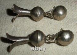 BOUCLES D'OREILLES EN ARGENT STERLING ANTIQUE NAVAJO SQUASH BLOSSOM PRÉCOCE