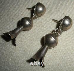 BOUCLES D'OREILLES EN ARGENT STERLING ANTIQUE NAVAJO SQUASH BLOSSOM PRÉCOCE