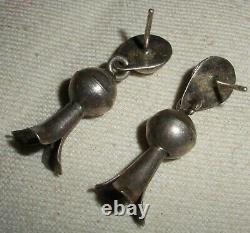 BOUCLES D'OREILLES EN ARGENT STERLING ANTIQUE NAVAJO SQUASH BLOSSOM PRÉCOCE